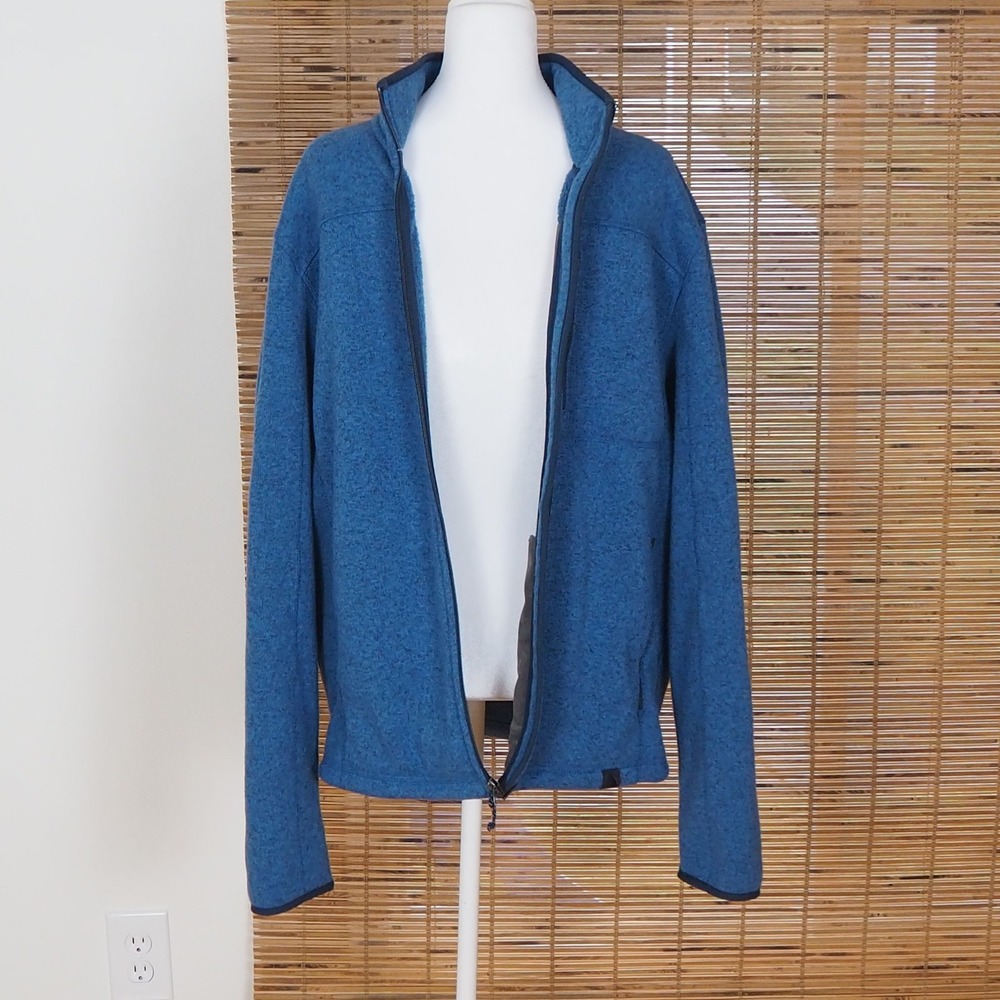 L.L.Bean Men's Sweater Fleece Full-Zip Jacket Size Large Blue Heather Outdoor - Picture 2 of 8